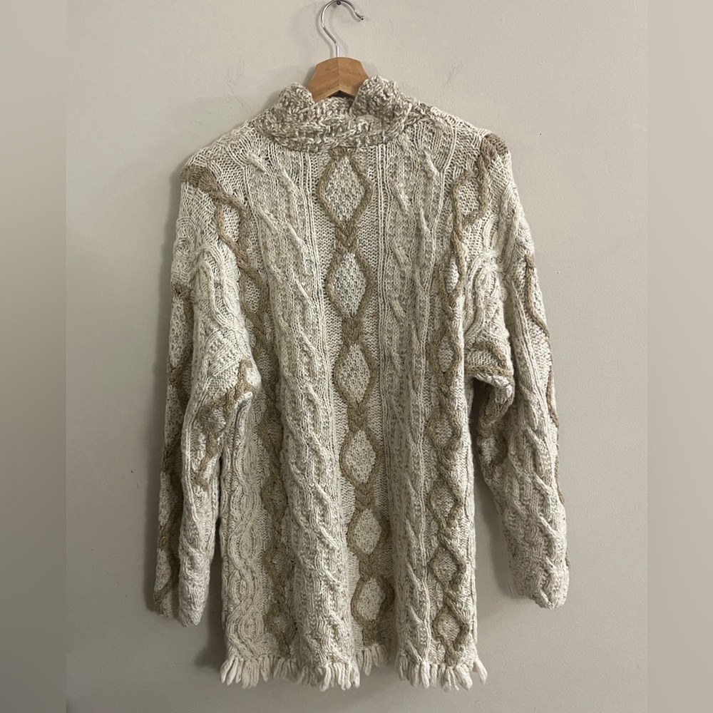Vintage The Limited Cream Cable Knit Turtleneck Sweater Casual Chic Boho